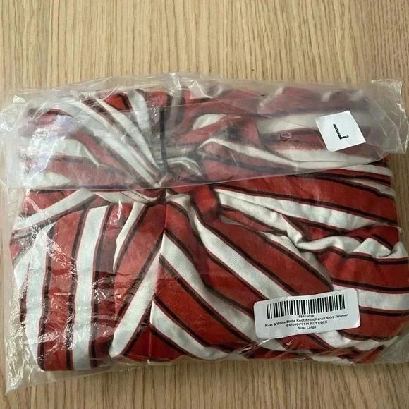 🆕Rust & White Stripe Knot-Front Pencil Skirt L🆕 - Picture 11 of 11